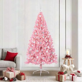 Árbol de Navidad Artificial Preiluminado Rosa 210 cm PVC