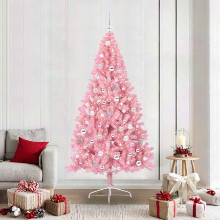 Árbol de Navidad Artificial Preiluminado Rosa 210 cm PVC