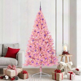Árbol de Navidad Artificial Preiluminado Rosa 210 cm PVC