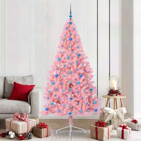Árbol de Navidad Artificial Preiluminado Rosa 210 cm PVC