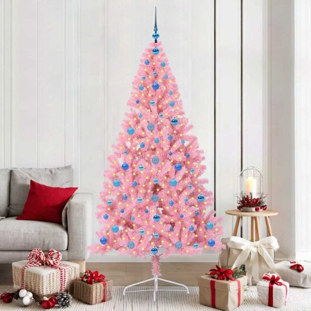 Árbol de Navidad Artificial Preiluminado Rosa 210 cm PVC
