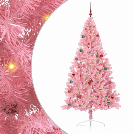 Árbol de Navidad Artificial Preiluminado Rosa 210 cm PVC