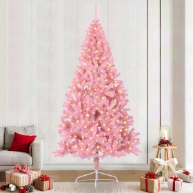 Árbol de Navidad Artificial Preiluminado Rosa 240 cm PVC