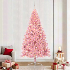 Árbol de Navidad Artificial Preiluminado Rosa 240 cm PVC