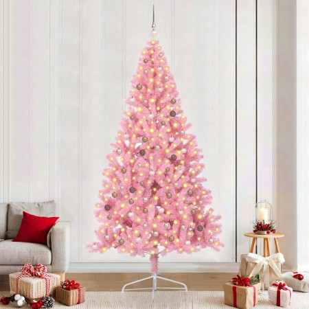 Árbol de Navidad Artificial Preiluminado Rosa 240 cm PVC