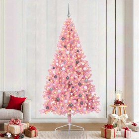 Árbol de Navidad Artificial Preiluminado Rosa 240 cm PVC