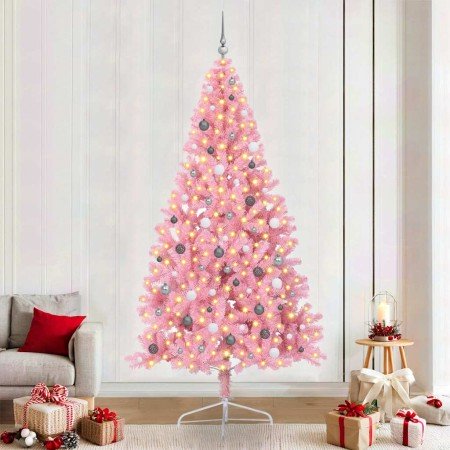 Árbol de Navidad Artificial Preiluminado Rosa 240 cm PVC