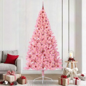 Árbol de Navidad Artificial Preiluminado Rosa 240 cm PVC