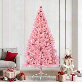 Árbol de Navidad Artificial Preiluminado Rosa 240 cm PVC