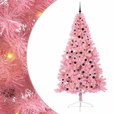Árbol de Navidad Artificial Preiluminado Rosa 240 cm PVC
