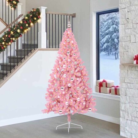 Árbol de Navidad Artificial Preiluminado Rosa 240 cm PVC