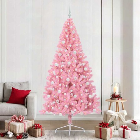 Árbol de Navidad Artificial Preiluminado Rosa 240 cm PVC