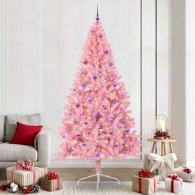 Árbol de Navidad Artificial Preiluminado Rosa 240 cm PVC