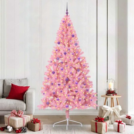 Árbol de Navidad Artificial Preiluminado Rosa 240 cm PVC