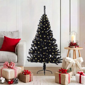 Árbol de Navidad Artificial Preiluminado Negro 120 cm PVC