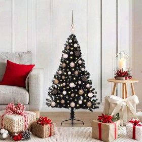 Árbol de Navidad Artificial Preiluminado Negro 120 cm PVC