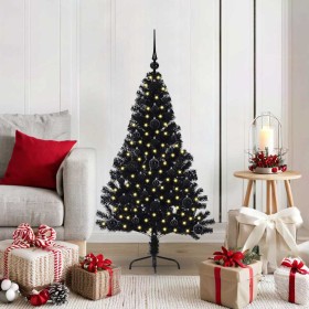 Árbol de Navidad Artificial Preiluminado Negro 120 cm PVC