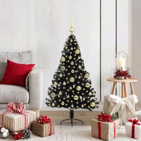 Árbol de Navidad Artificial Preiluminado Negro 120 cm PVC