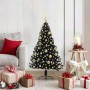 Árbol de Navidad Artificial Preiluminado Negro 120 cm PVC