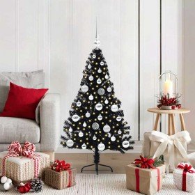 Árbol de Navidad Artificial Preiluminado Negro 120 cm PVC