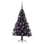 Árbol de Navidad Artificial Preiluminado Negro 120 cm PVC