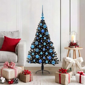 Árbol de Navidad Artificial Preiluminado Negro 120 cm PVC