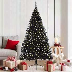 Árbol de Navidad Artificial Preiluminado Negro 180 cm PVC