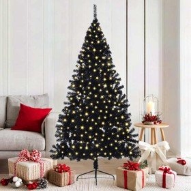 Árbol de Navidad Artificial Preiluminado Negro 180 cm PVC