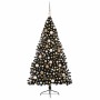 Árbol de Navidad Artificial Preiluminado Negro 180 cm PVC