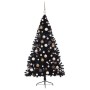 Árbol de Navidad Artificial Preiluminado Negro 180 cm PVC