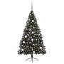 Árbol de Navidad artificial pre-iluminado Negro 180 cm PVC