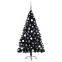 Árbol de Navidad artificial pre-iluminado Negro 180 cm PVC