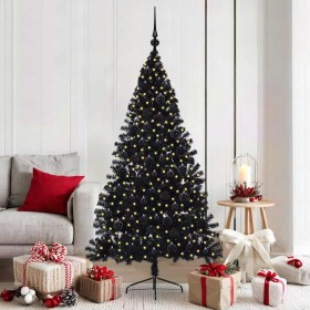 Árbol de Navidad Artificial Preiluminado Negro 180 cm PVC