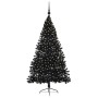 Árbol de Navidad Artificial Preiluminado Negro 180 cm PVC