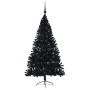 Árbol de Navidad Artificial Preiluminado Negro 180 cm PVC