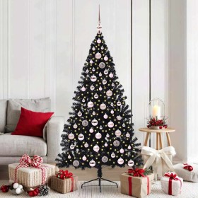 Árbol de Navidad Artificial Preiluminado Negro 180 cm PVC