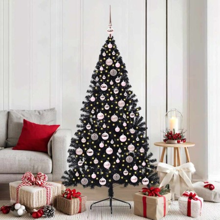 Árbol de Navidad Artificial Preiluminado Negro 180 cm PVC