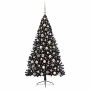 Árbol de Navidad Artificial Preiluminado Negro 180 cm PVC