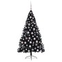 Árbol de Navidad Artificial Preiluminado Negro 180 cm PVC