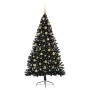 Árbol de Navidad Artificial Preiluminado Negro 180 cm PVC