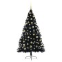 Árbol de Navidad Artificial Preiluminado Negro 180 cm PVC