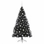 Árbol de Navidad Artificial Preiluminado Negro 180 cm PVC