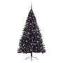 Árbol de Navidad Artificial Preiluminado Negro 180 cm PVC