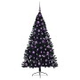 Árbol de Navidad Artificial Preiluminado Negro 180 cm PVC