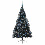 Árbol de Navidad Artificial Preiluminado Negro 180 cm PVC