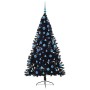 Árbol de Navidad Artificial Preiluminado Negro 180 cm PVC