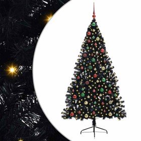 Árbol de Navidad Artificial Preiluminado Negro 180 cm PVC
