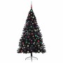 Árbol de Navidad Artificial Preiluminado Negro 180 cm PVC