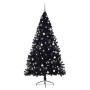 Árbol de Navidad Artificial Preiluminado Negro 240 cm PVC