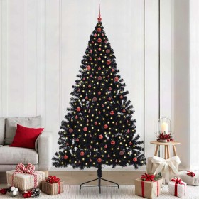 Árbol de Navidad Artificial Preiluminado Negro 240 cm PVC